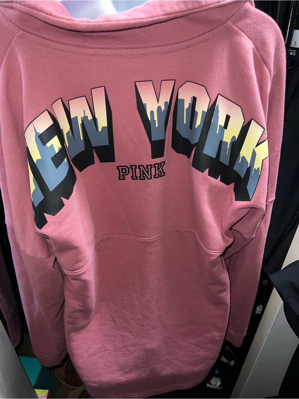 PINK Victoria's Secret New York Men's Crewneck Sweatshirt - Dusty Rose